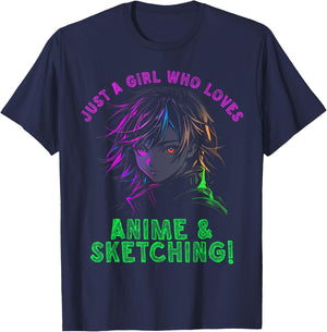 Just a girl who loves Anime and Sketching Manga Anime Lover T-Shirt - T-Shirt | Navy