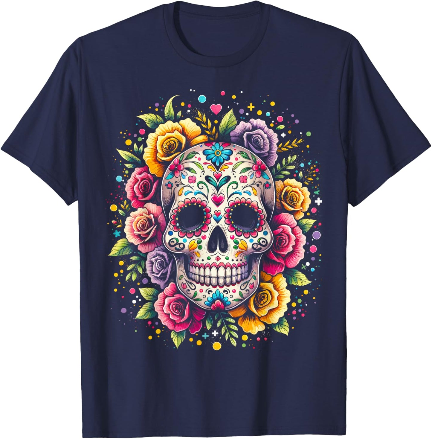 De Los Muertos Day of the Dead Sugar Skull Halloween Women T-Shirt - T-Shirt | Navy