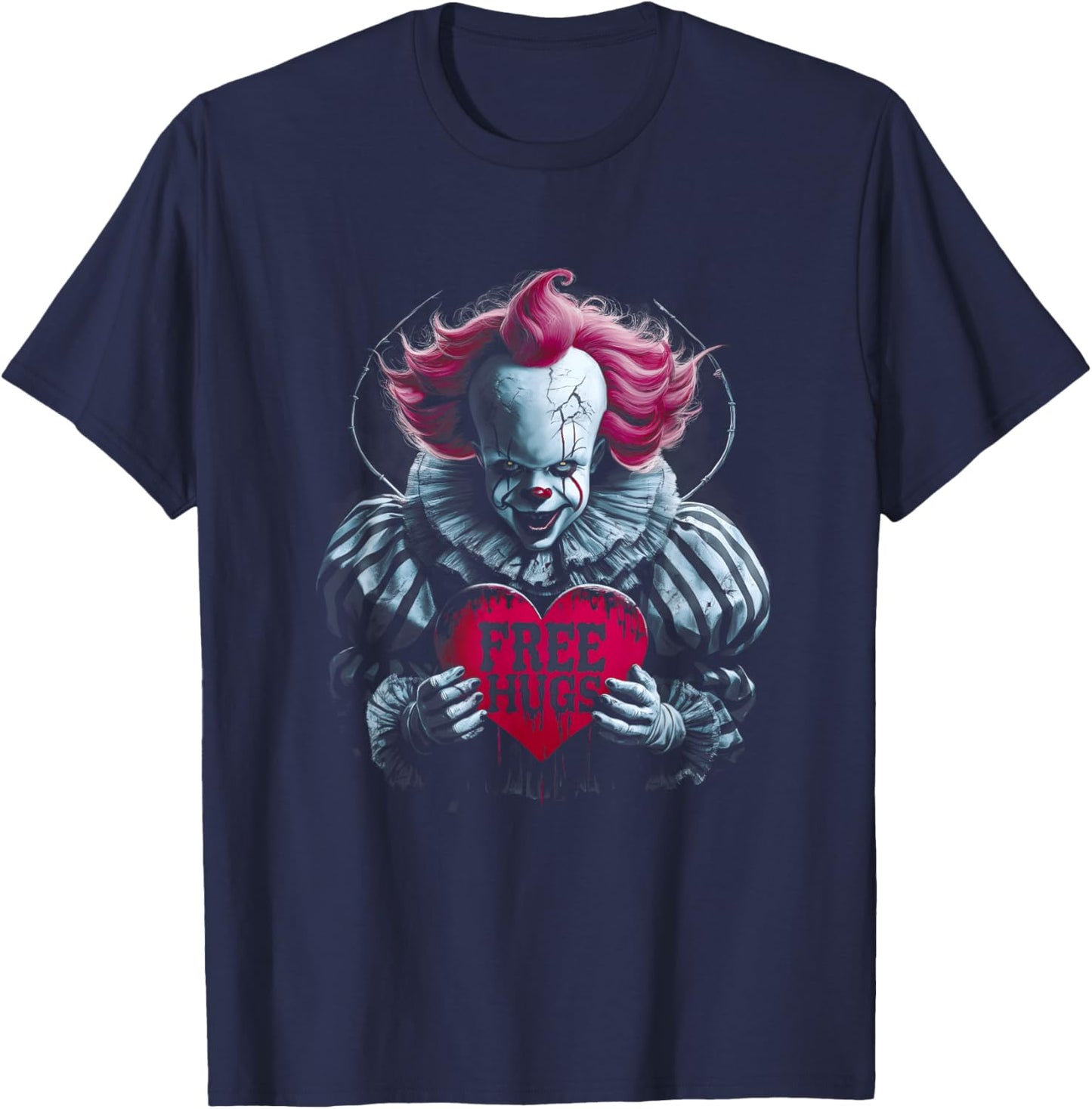 Free a Hugs Scary Clown Valentine Halloween Horror Character T-Shirt - T-Shirt | Navy
