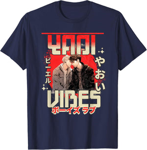 Yaoi Embrace - Japanese Boys Love Graphic T-Shirt - T-Shirt | Navy