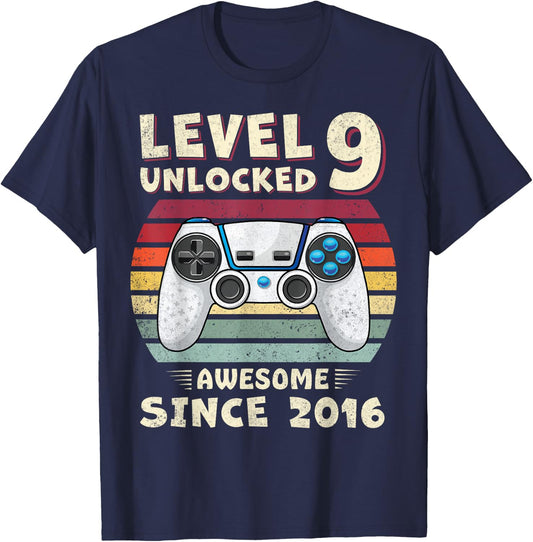 9 Year Old BDay Decorations Son Boy 9yr 2016 9th Birthday T-Shirt - T-Shirt | Navy