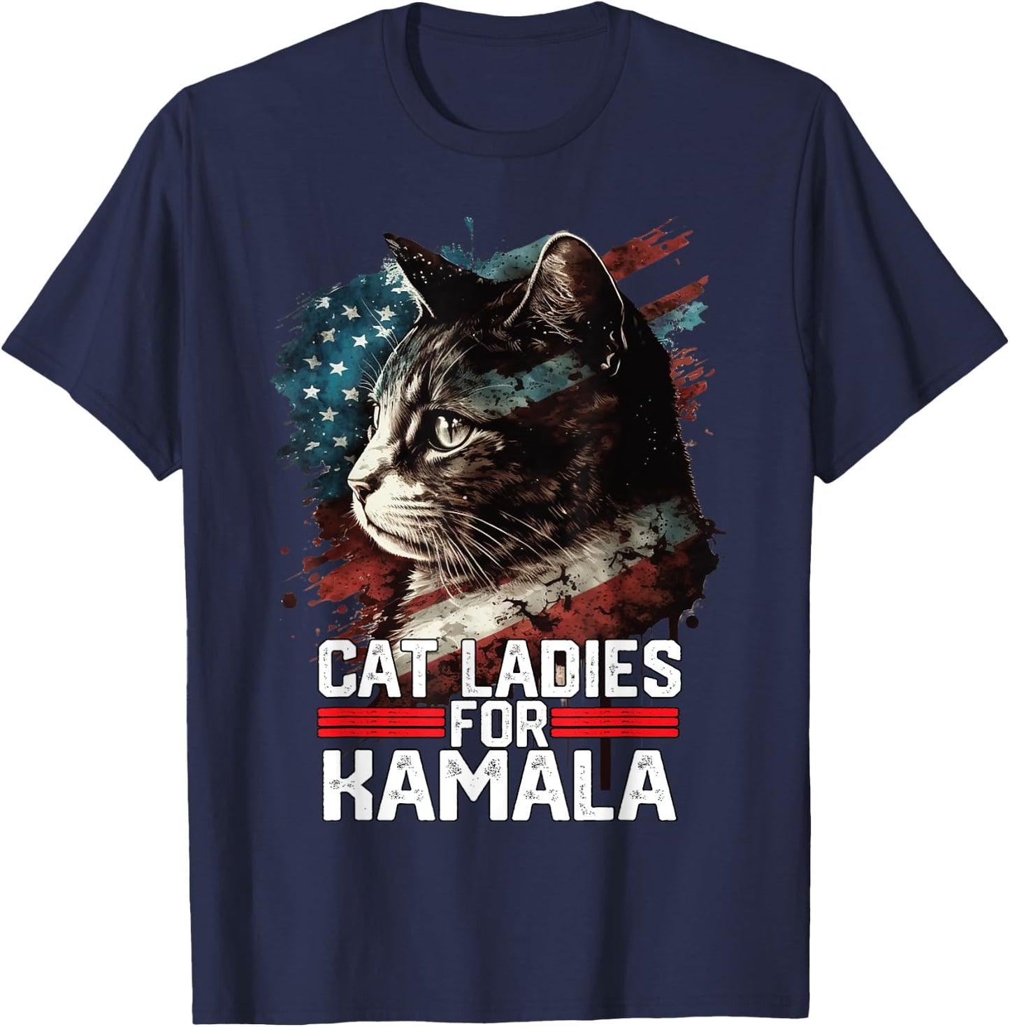 Cat Ladies for Kamala Harris Funny Cat T-Shirt - T-Shirt | Navy