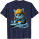 Cute working Cat Civil Engineer Technician Men Women T-Shirt - T-Shirt | Navy