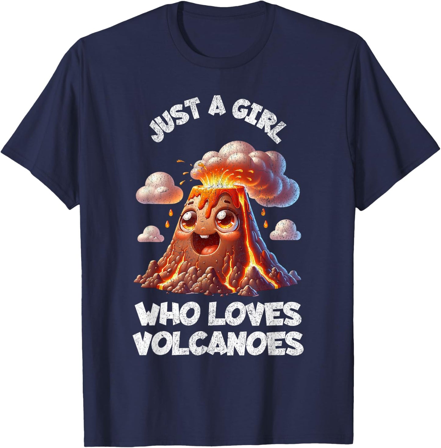 Funny Cute Volcano For Girls Sister Daughter Kids Who Love T-Shirt - T-Shirt | Navy