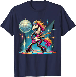 Aesthetic Horse Disco T-Shirt - T-Shirt | Navy