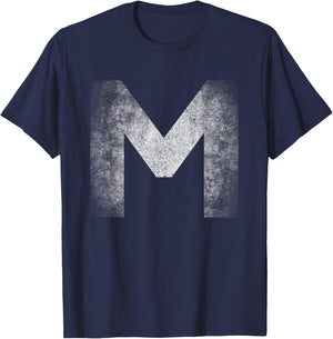 Letter M Capital Alphabet Monogram - M Initial Name Letter M T-Shirt - T-Shirt | Navy