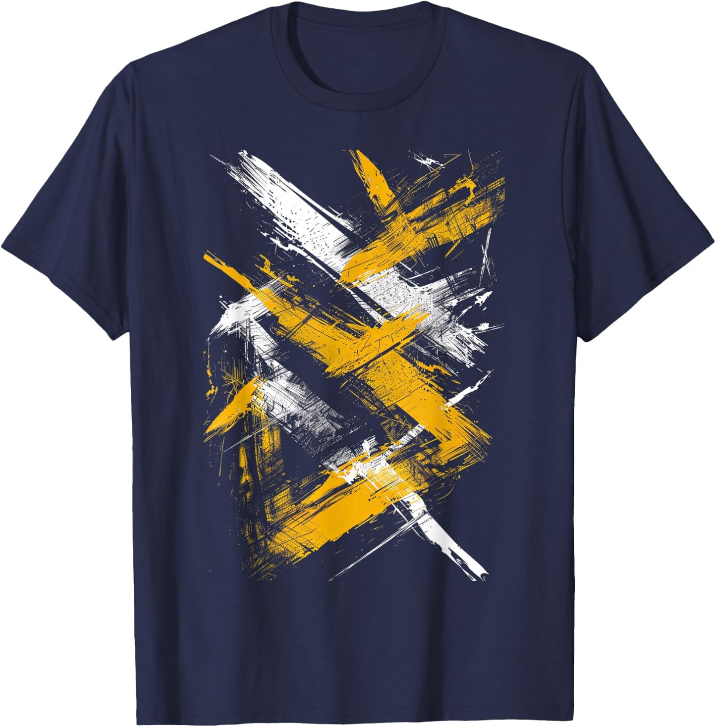 Yellow And Black Dynamic Art T-Shirt - T-Shirt | Navy