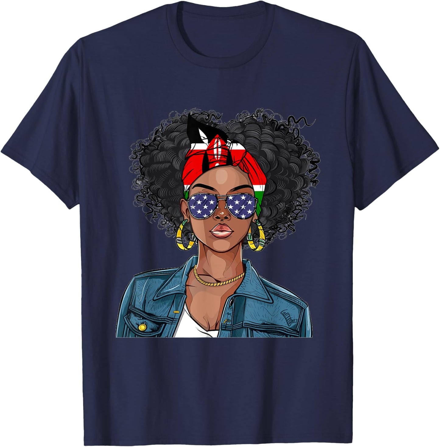 Kenyan Flag Souvenirs Woman American Dress Girl Kenya T-Shirt - T-Shirt | Navy