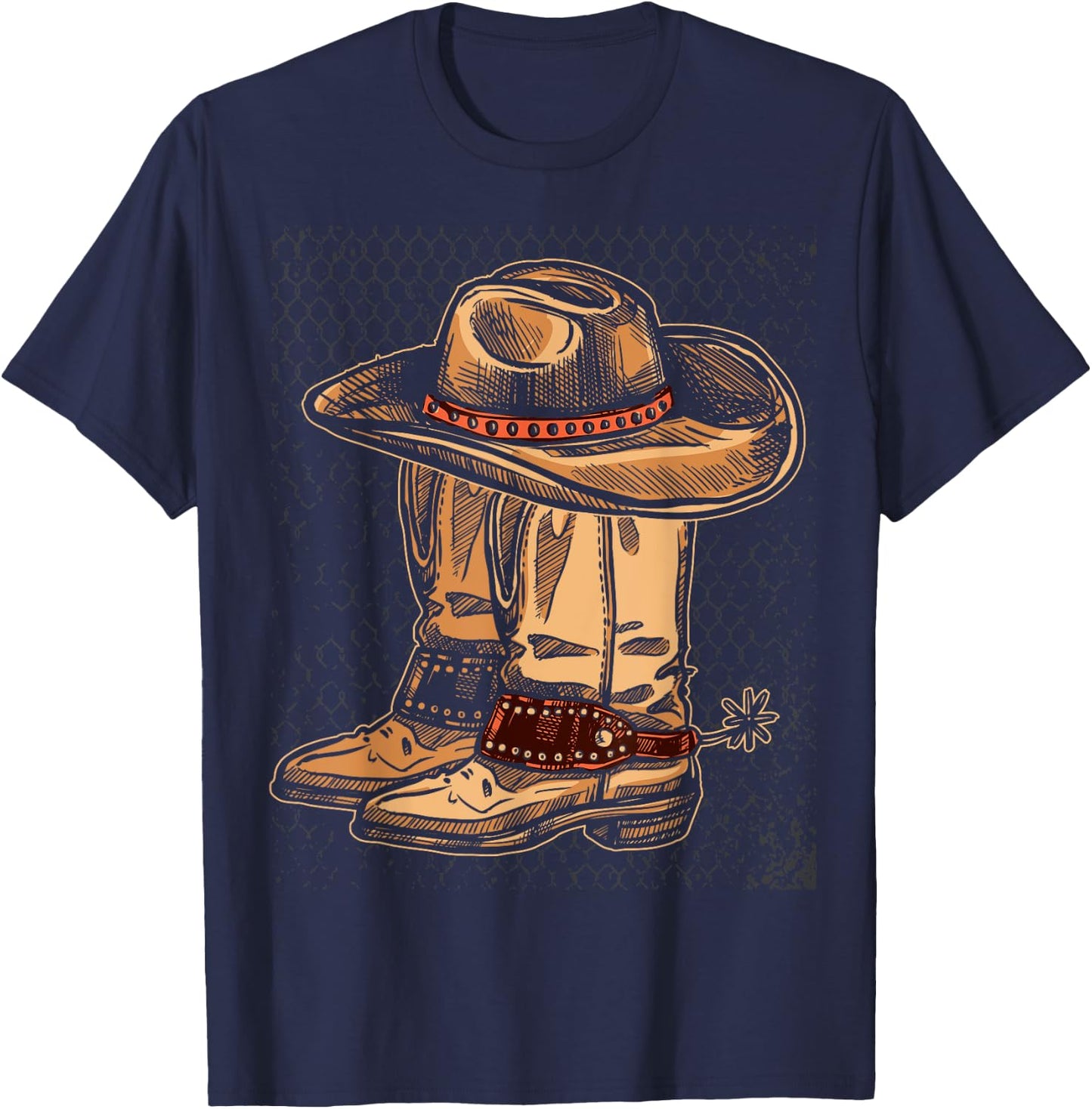 Rodeo Bull Riding Hat Line Dance Boots Cowboy T-Shirt - T-Shirt | Navy
