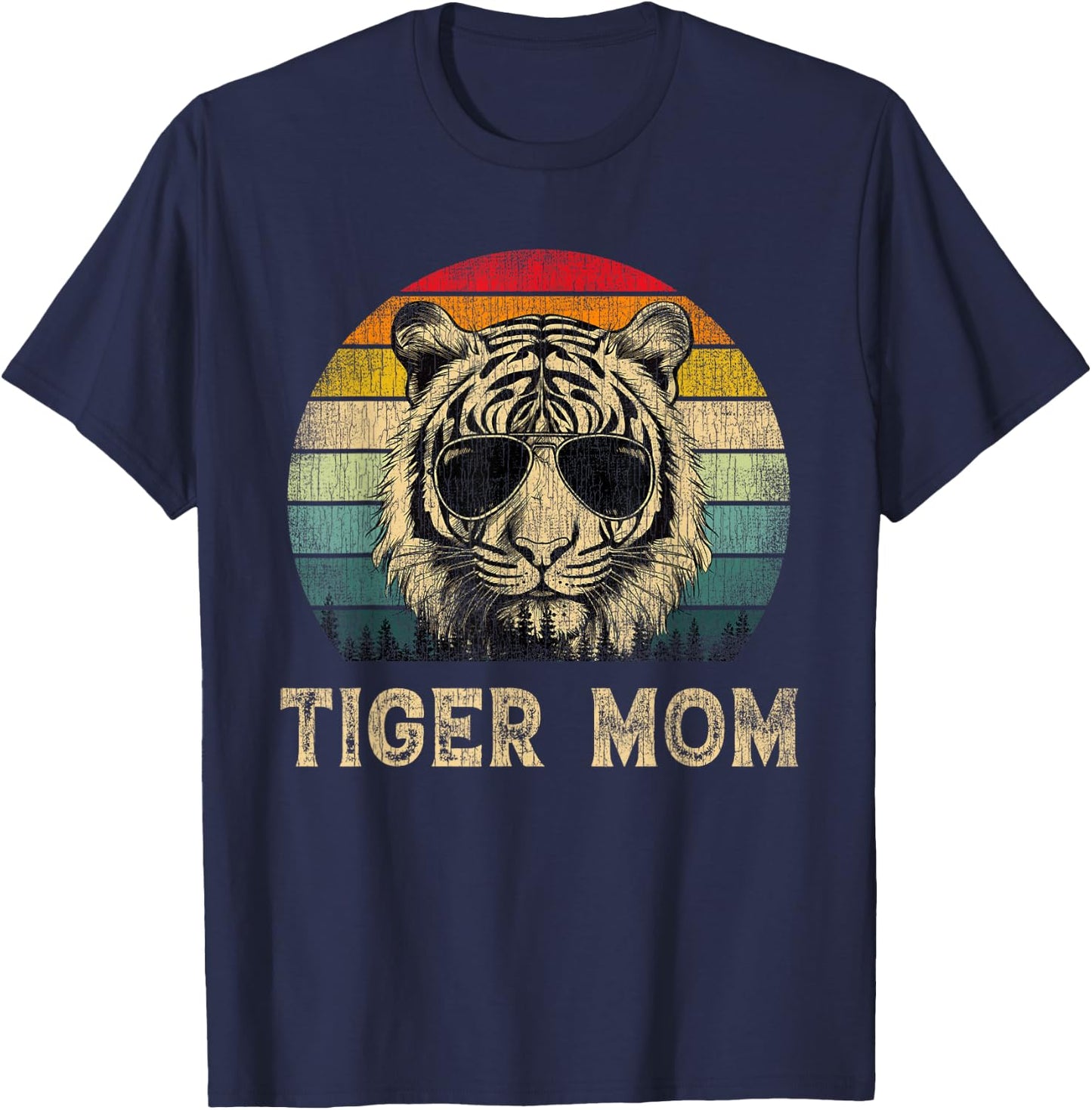 Vintage Tiger Mom Tiger Lovers Mommy Mother's Day T-Shirt - T-Shirt | Navy
