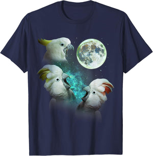 Three Cockatoos Howl At Moon 3 Wolf - Wolves Parody T-Shirt - T-Shirt | Navy