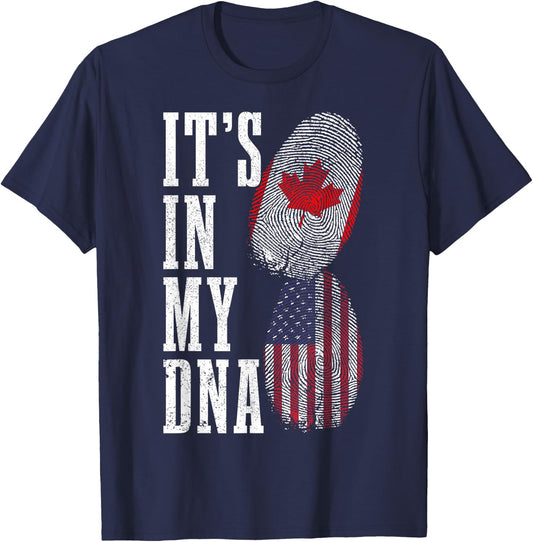 Canada USA It's In My DNA Canadian American Flag Pride T-Shirt - T-Shirt | Navy