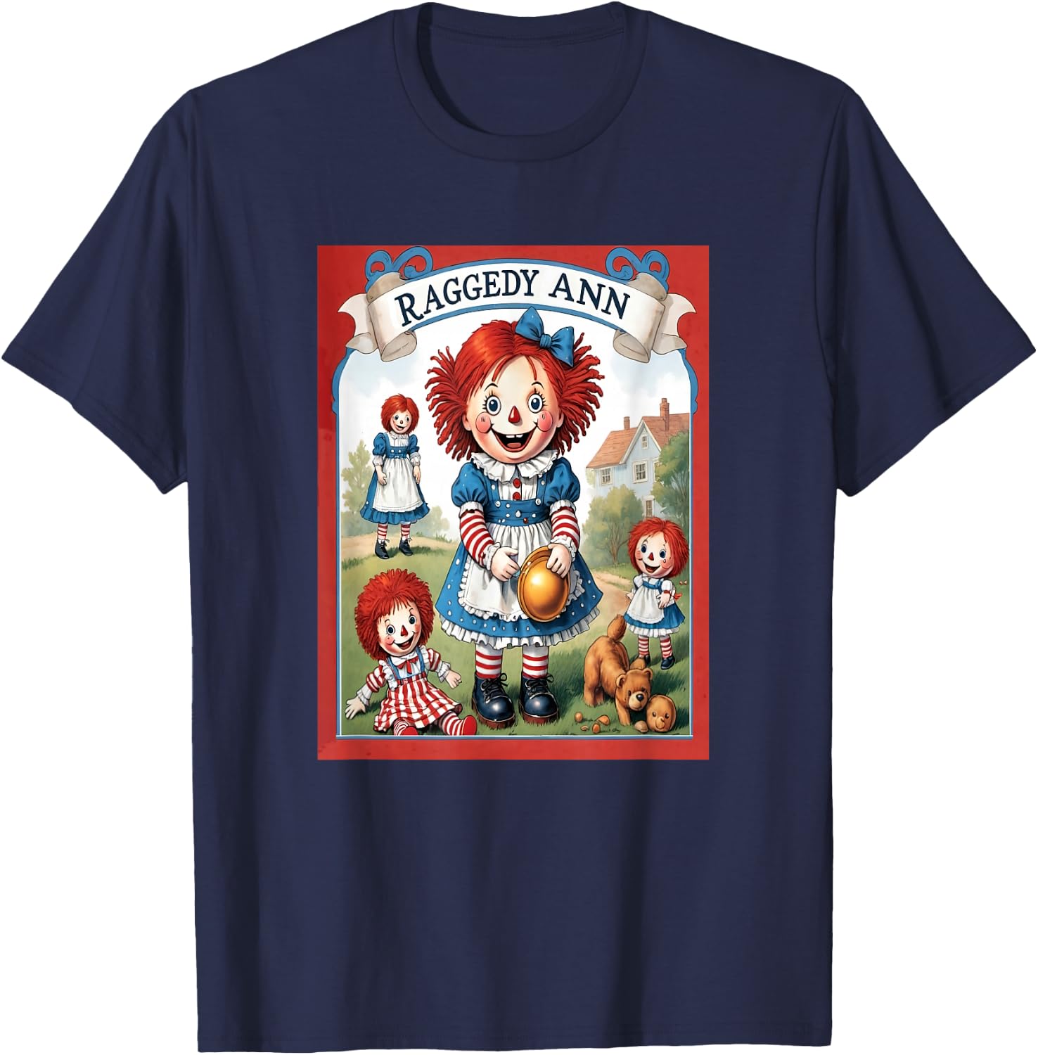 Children's Rag Doll Story Raggedy Ann Stories , Small, Black T-Shirt - T-Shirt | Navy