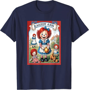 Children's Rag Doll Story Raggedy Ann Stories , Small, Black T-Shirt - T-Shirt | Navy
