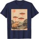 Vintage Japan Art Japanese Retro Print Capybara with UFOs T-Shirt - T-Shirt | Navy