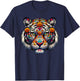 Sugar Skull Tiger Halloween Boys Women Kids T-Shirt - T-Shirt | Navy