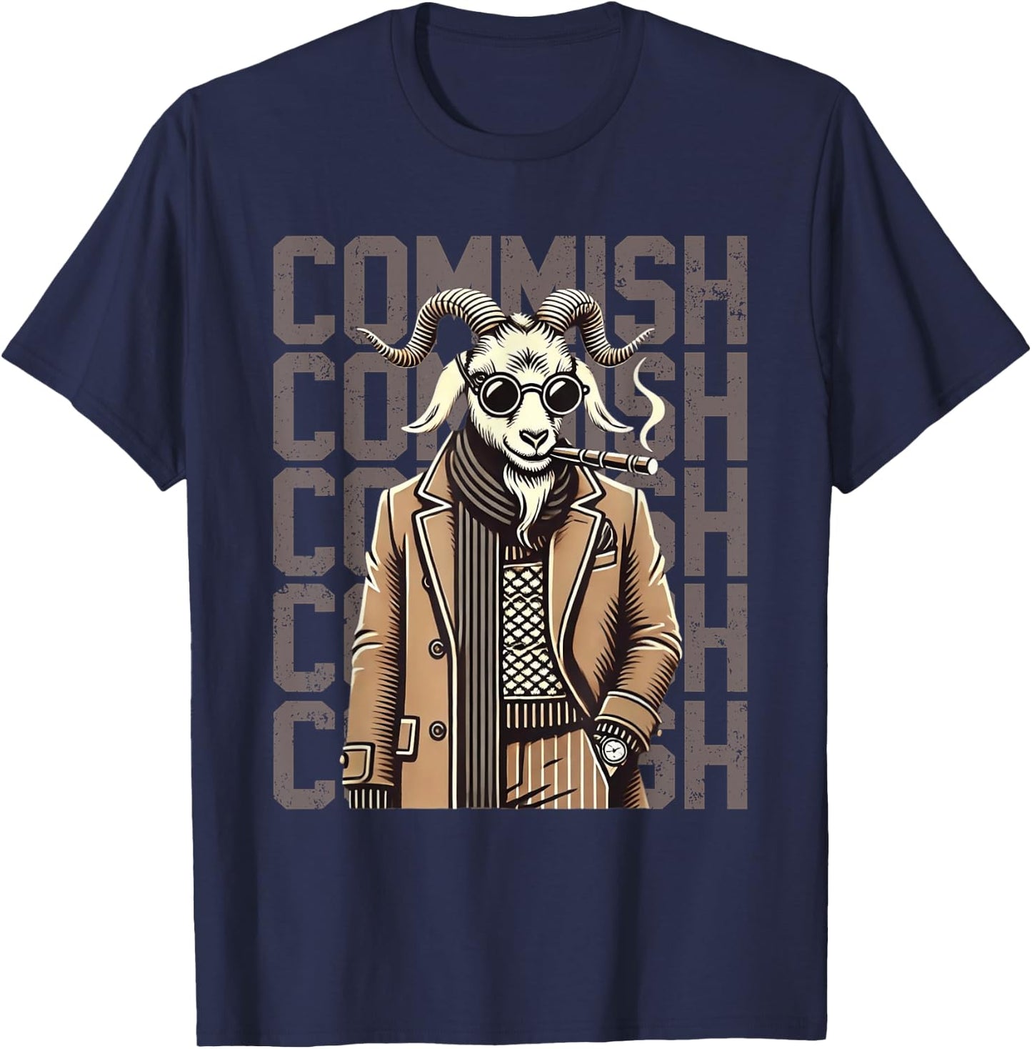 Fantasy Football Commissioner Funny Draft Goat Commish T-Shirt - T-Shirt | Navy