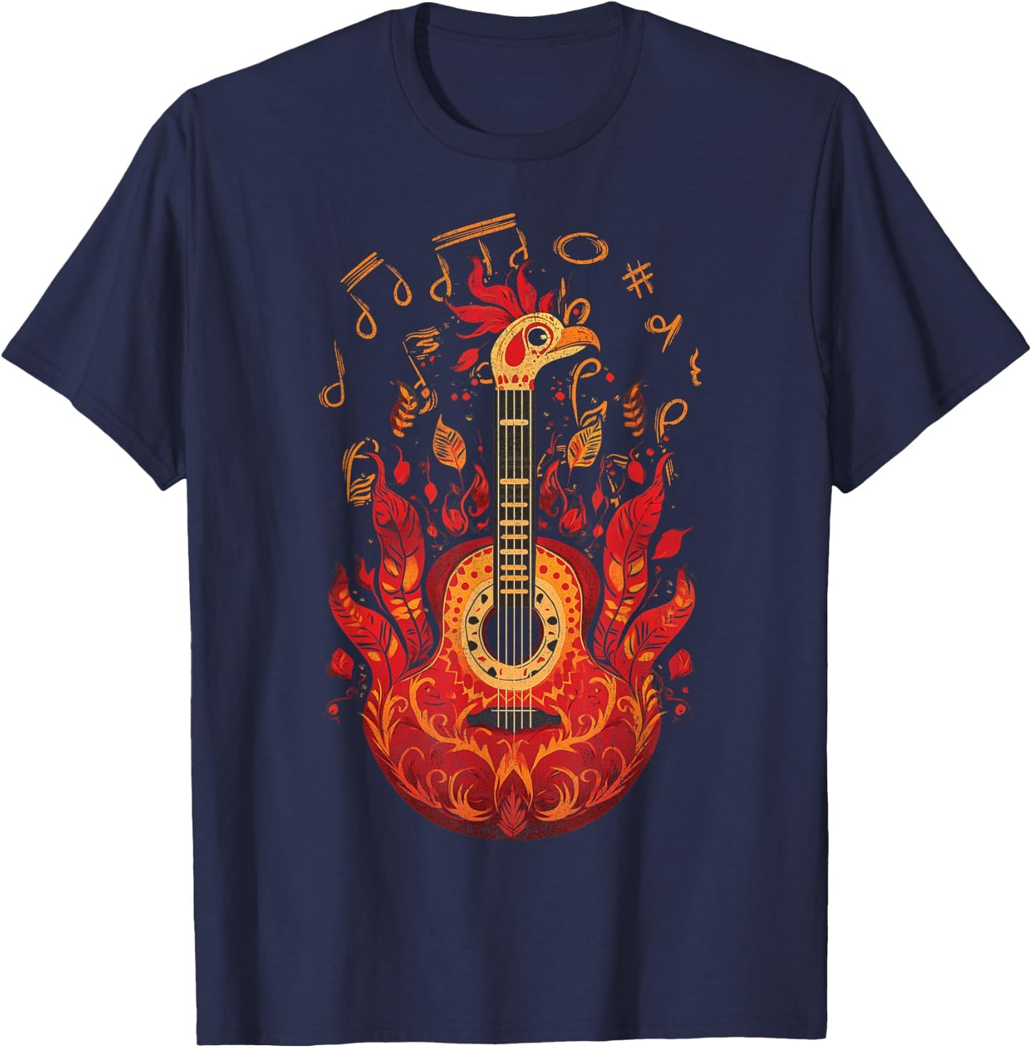 Rockin' Turkey - Fun Musical Thanksgiving Guitar Rock N Roll T-Shirt - T-Shirt | Navy
