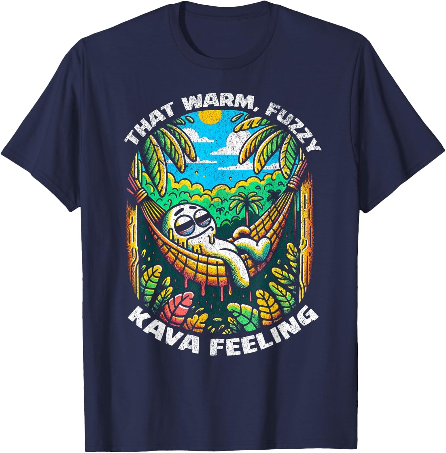That Warm, Fuzzy Kava Feeling - Funny Kava Enthusiast T-Shirt - T-Shirt | Navy