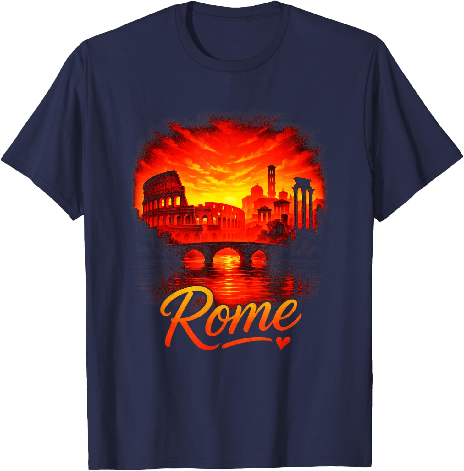 Rome - Vintage Italy Souvenir Travel Art T-Shirt - T-Shirt | Navy