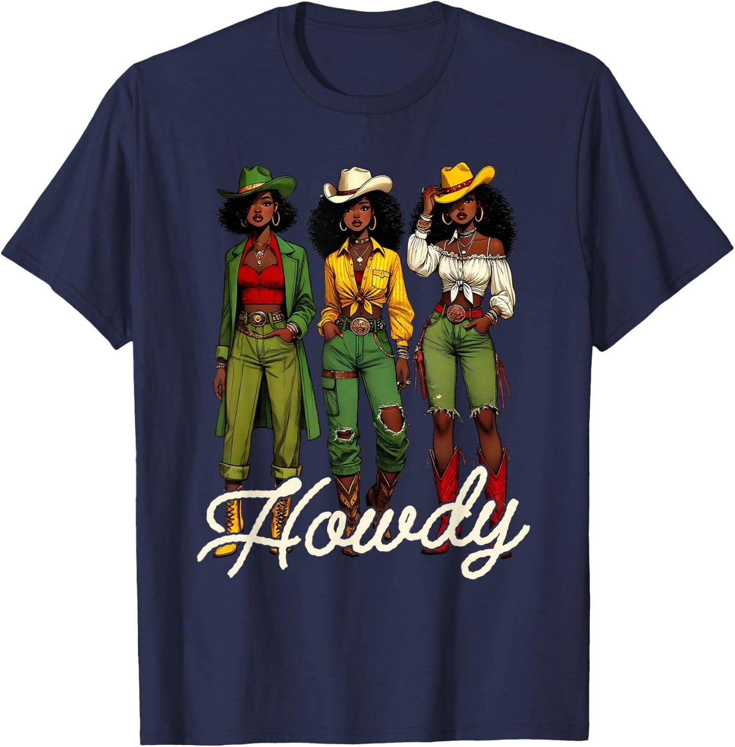 Black Cowgirl Western Rodeo Melanin Juneteenth Black History T-Shirt - T-Shirt | Navy