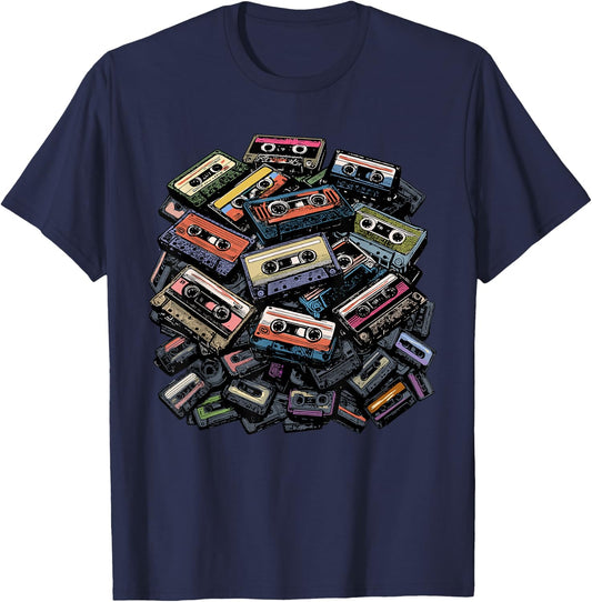 Mixtapes Shirt Vintage Cassette Tapes 1980s Radio Music T-Shirt - T-Shirt | Navy