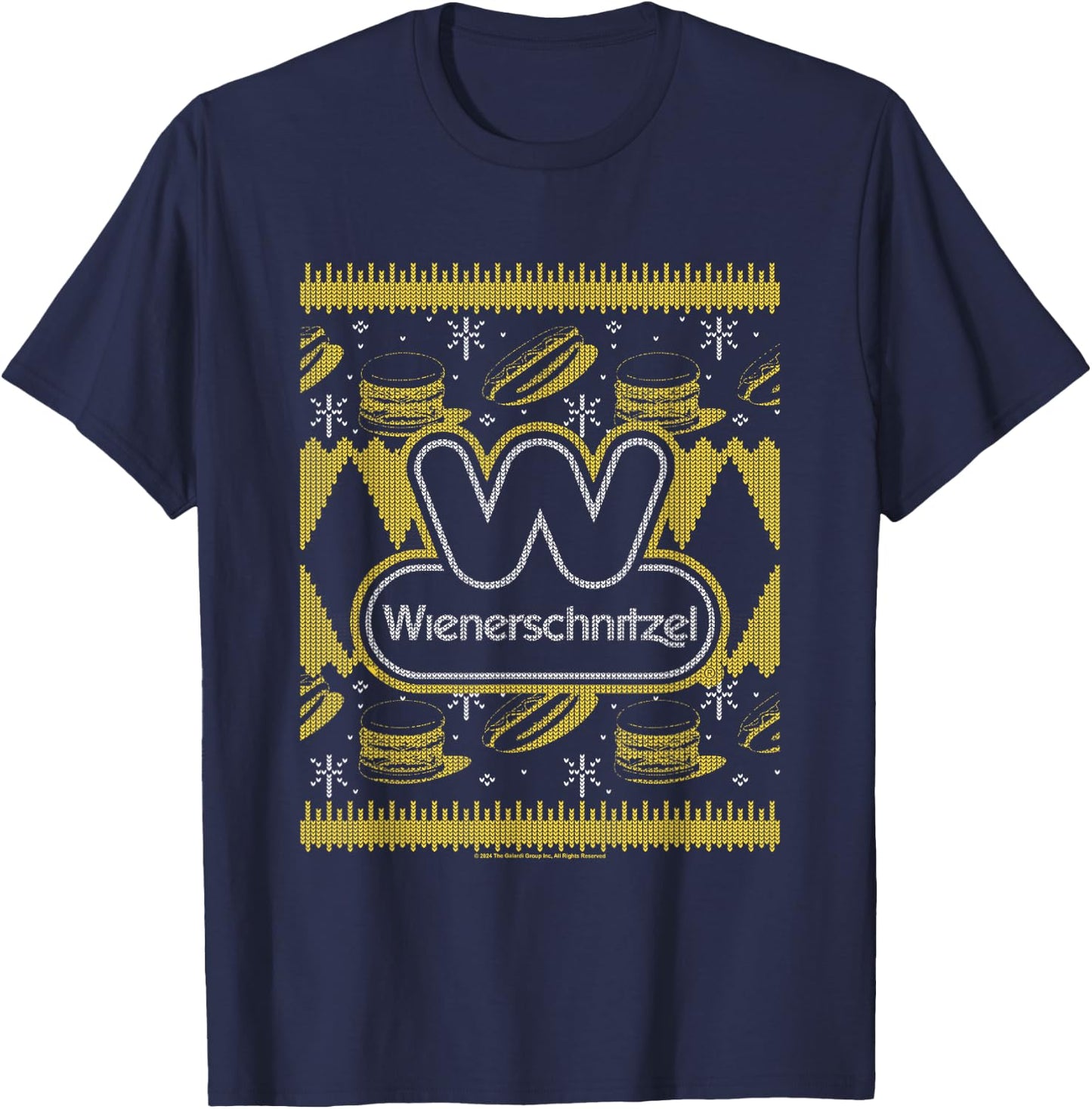 Wienerschnitzel Christmas Fast Food Ugly Sweater Vintage T-Shirt - T-Shirt | Navy