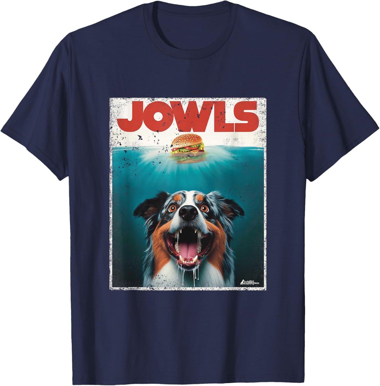 Funny Aussie Jowls Australian Shepherd Fur Baby Mom Dog Dad T-Shirt - T-Shirt | Navy