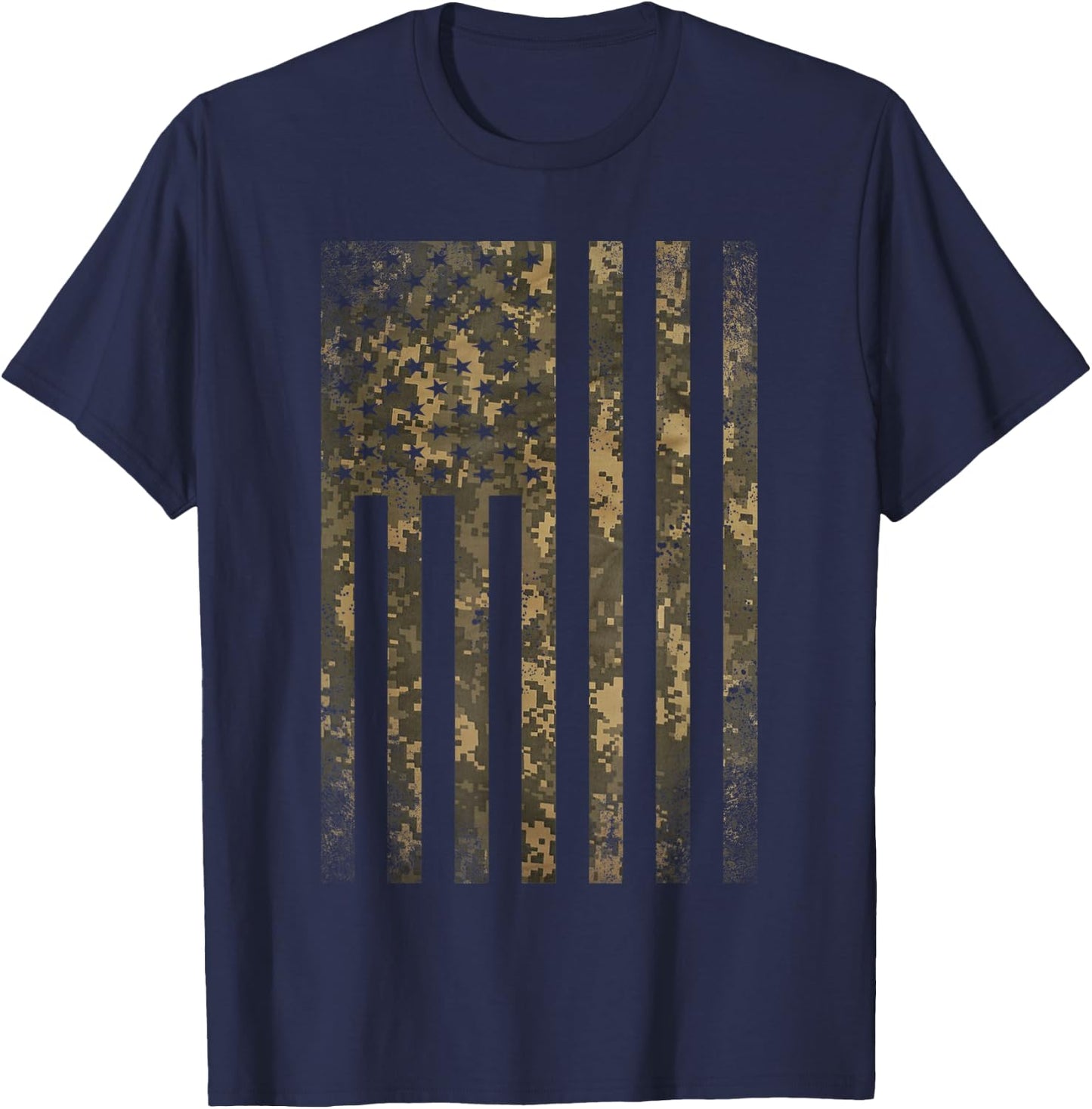 Camouflage American Flag Print Camo Military Tactical Gifts Small T-Shirt - T-Shirt | Navy