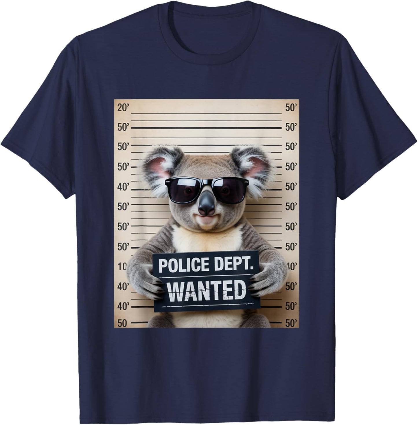 Mugshot Style Art Koala Bear Sunglasses Koalas T-Shirt - T-Shirt | Navy