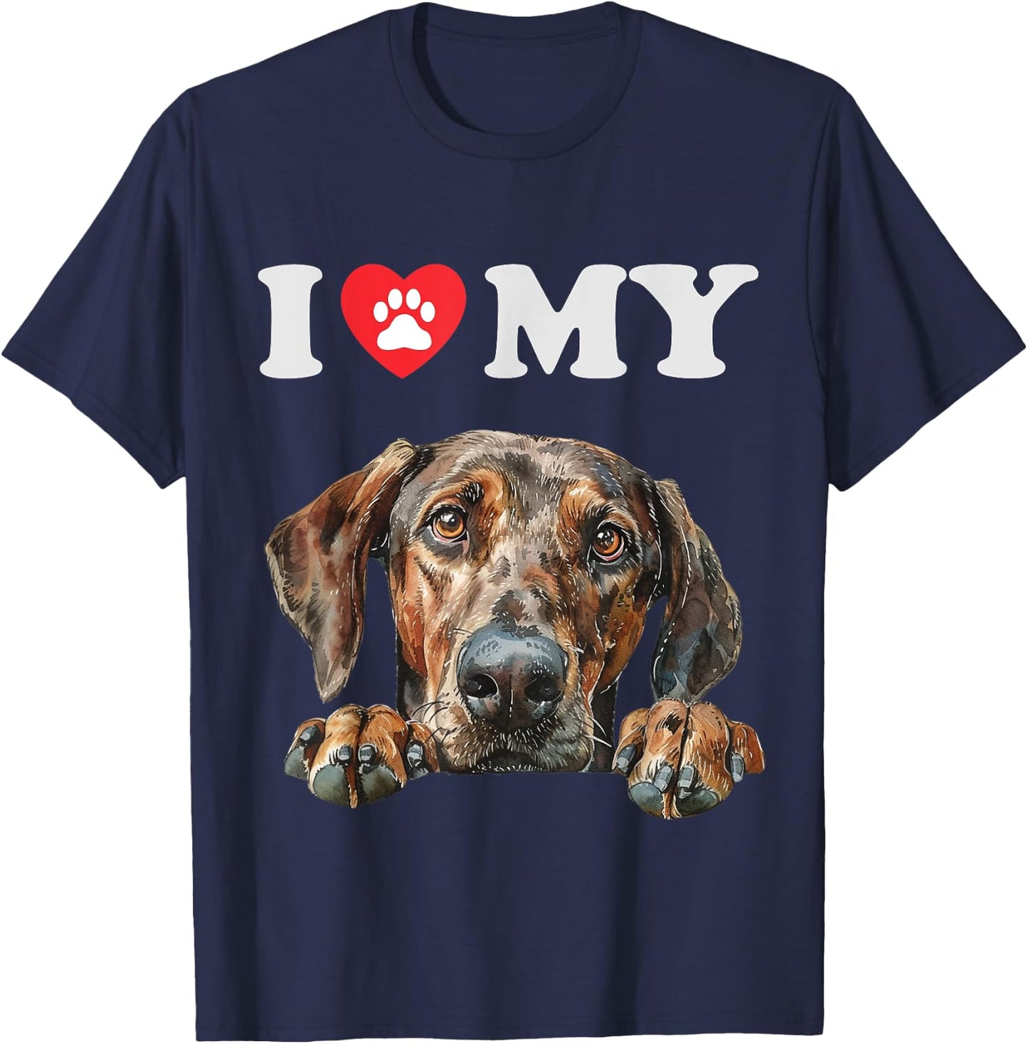 Plott Hound I Heart My Dog Funny Dog Lover Women Kids T-Shirt - T-Shirt | Navy