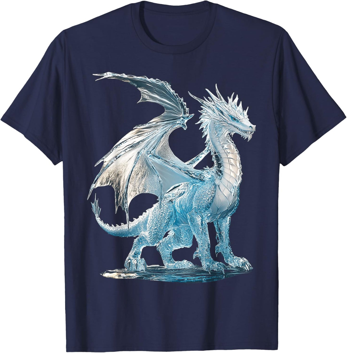 Ice Dragon Motif Mythical Art Ice Dragon T-Shirt - T-Shirt | Navy