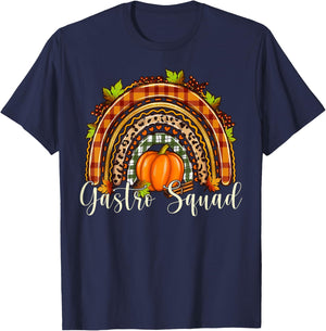 Gastro Squad Fall Rainbow Leopard Pumpkin Endoscopy Nurse T-Shirt - T-Shirt | Navy