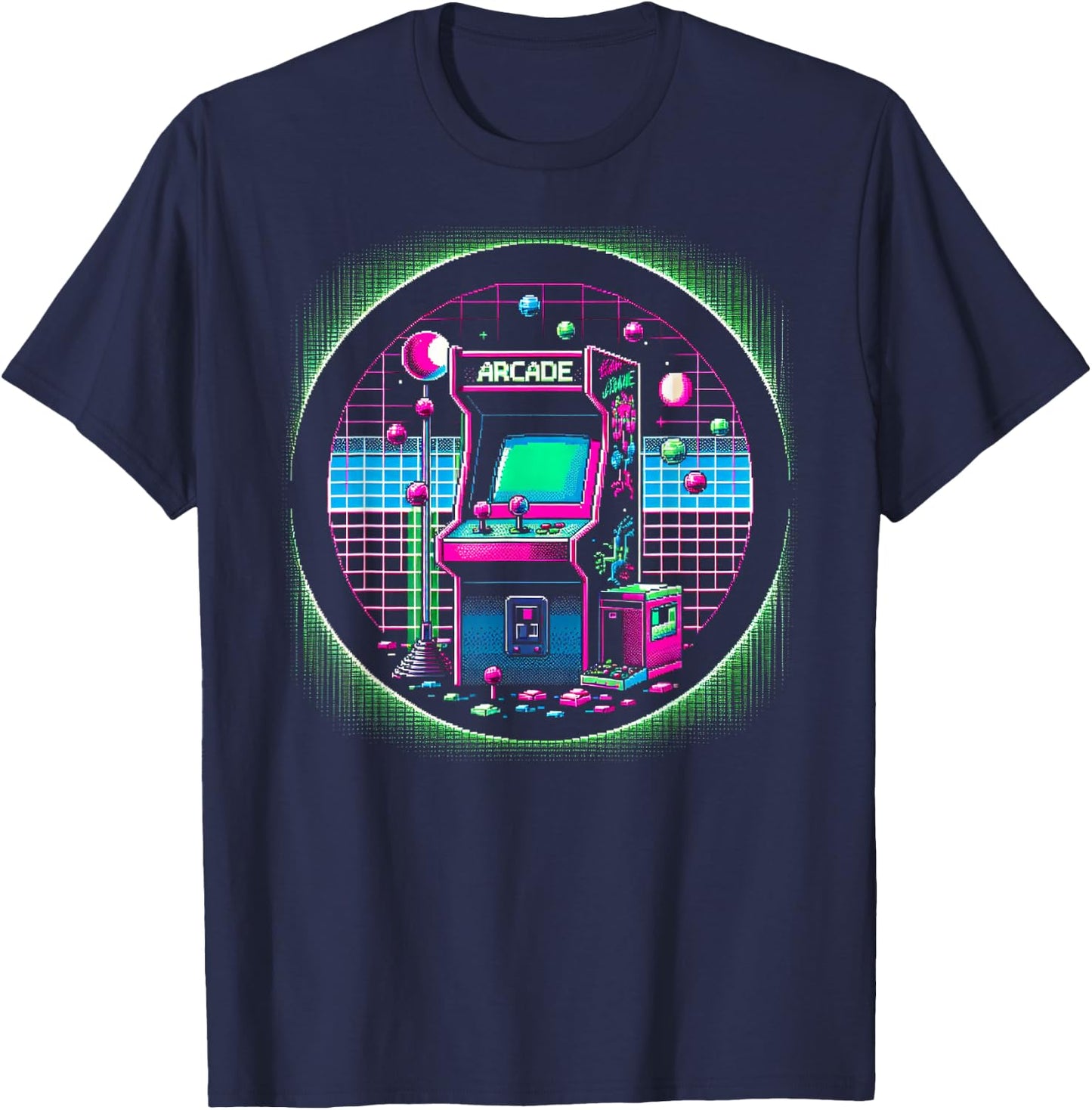 Classic 1980s Arcade Design T-Shirt - T-Shirt | Navy