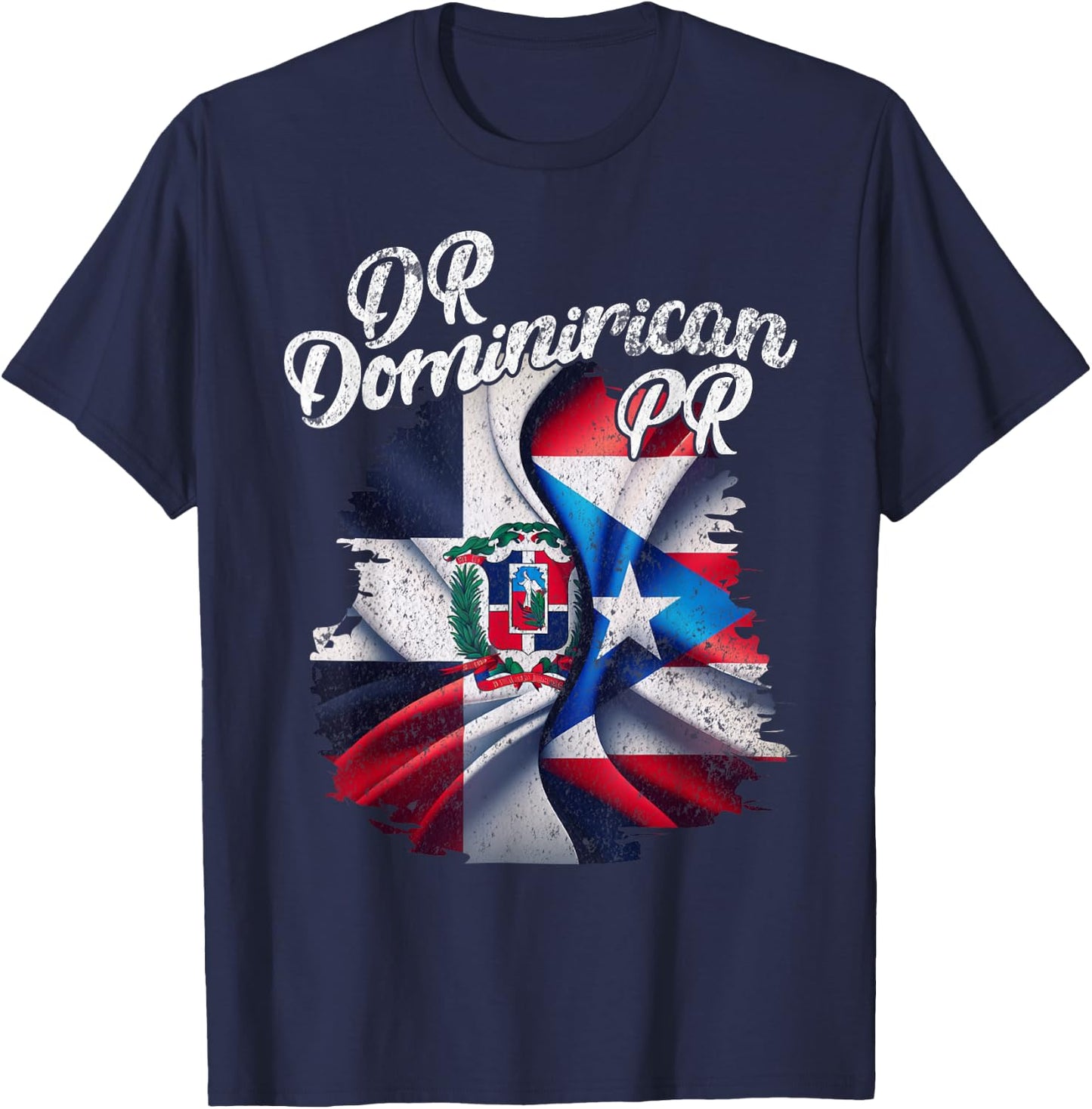 Dominirican DR Dominican Republic Puerto Rico PR Flag Pride T-Shirt - T-Shirt | Navy