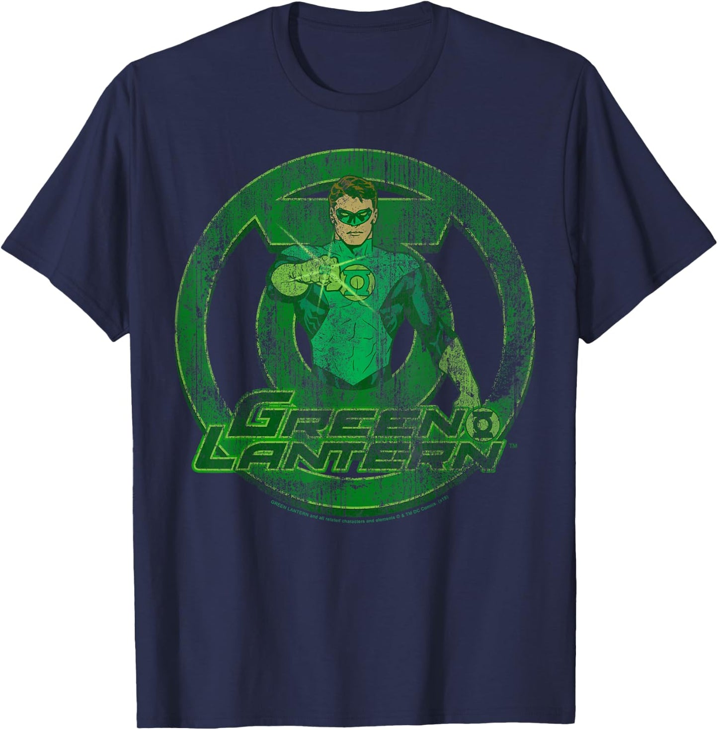DC Comics The Green Lantern Distressed Portrait Small T-Shirt - T-Shirt | Navy