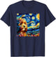Cute Cavapoo Starry Night Painting Style Dog Art Women Kids T-Shirt - T-Shirt | Navy