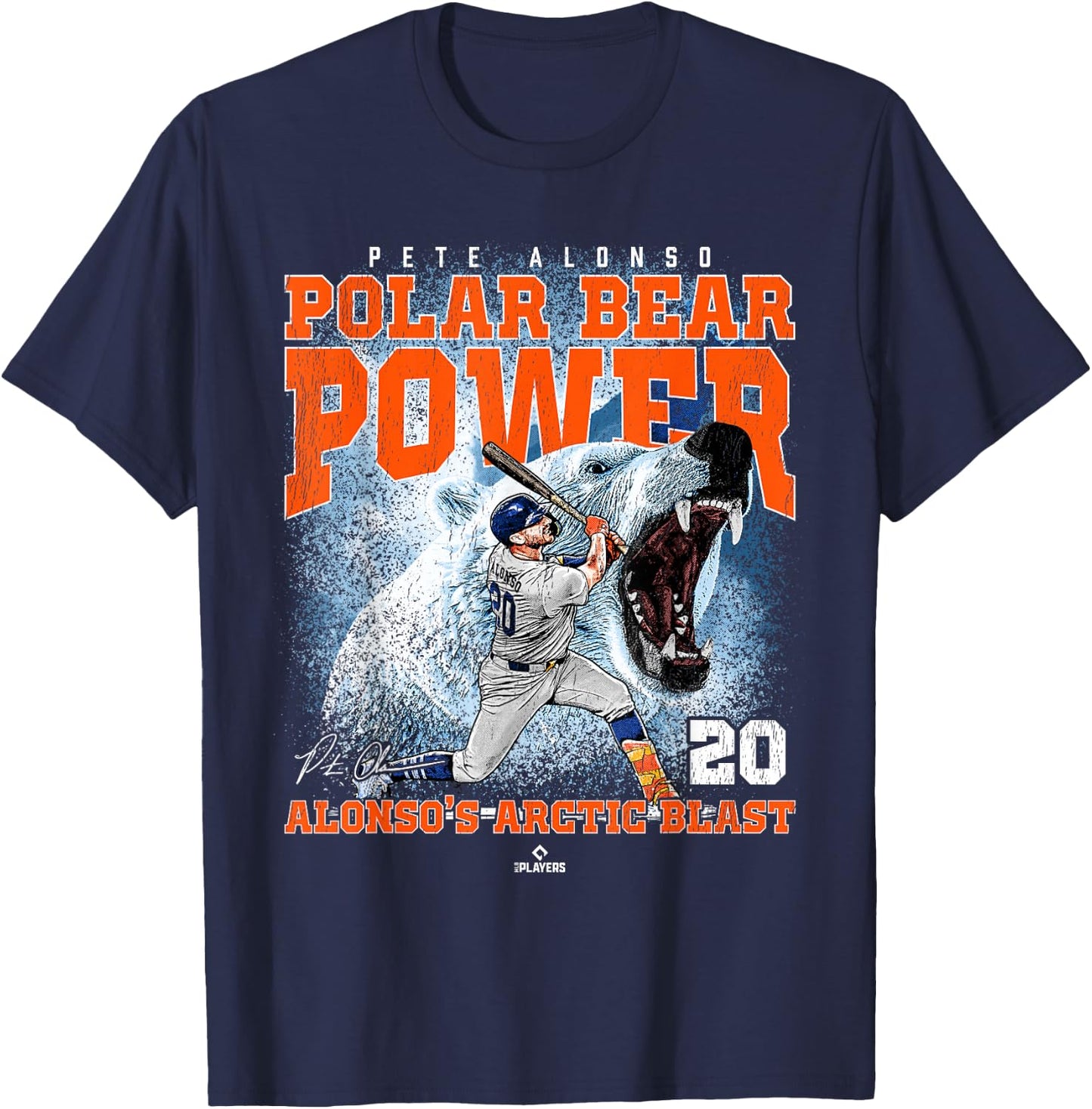 Polar Bear Power: Arctic Blast Pete Alonso New York MLBPA T-Shirt - T-Shirt | Navy