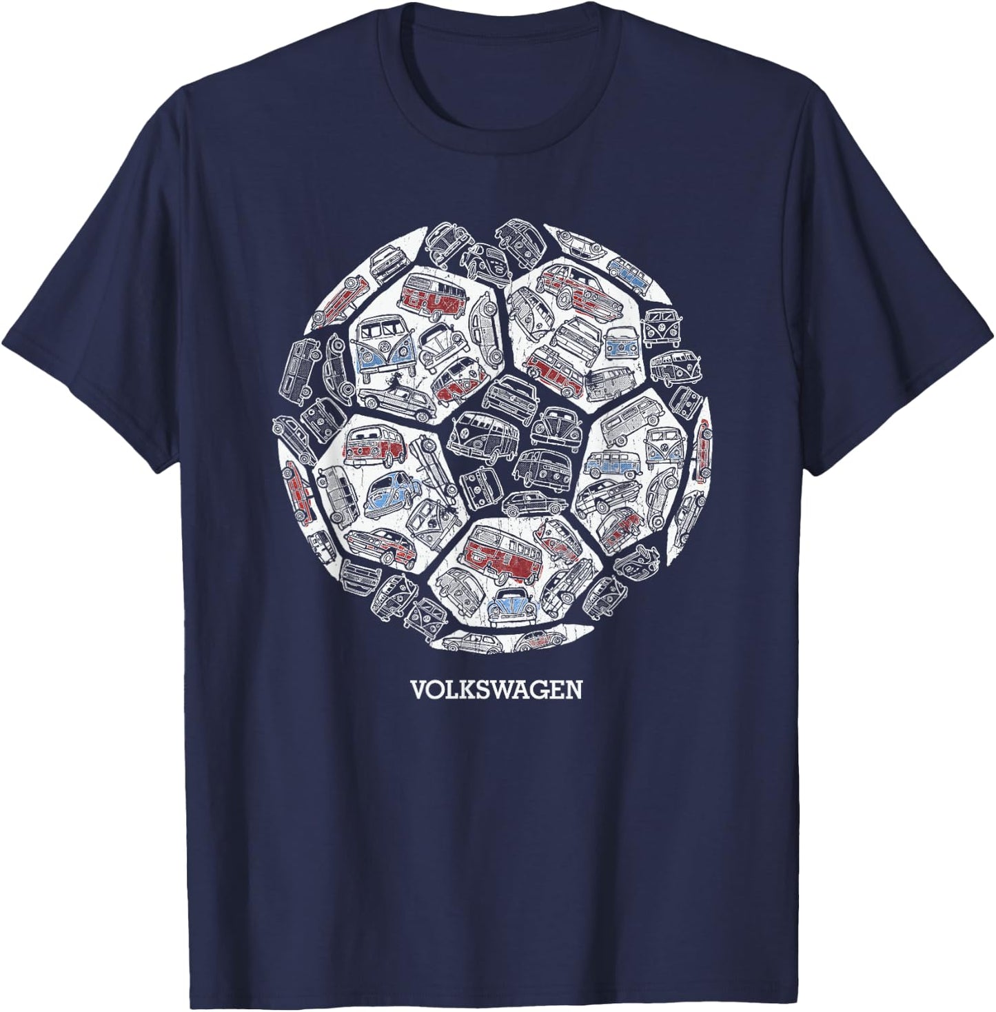 England Euro Football Campervans And Cars T-Shirt - T-Shirt | Navy