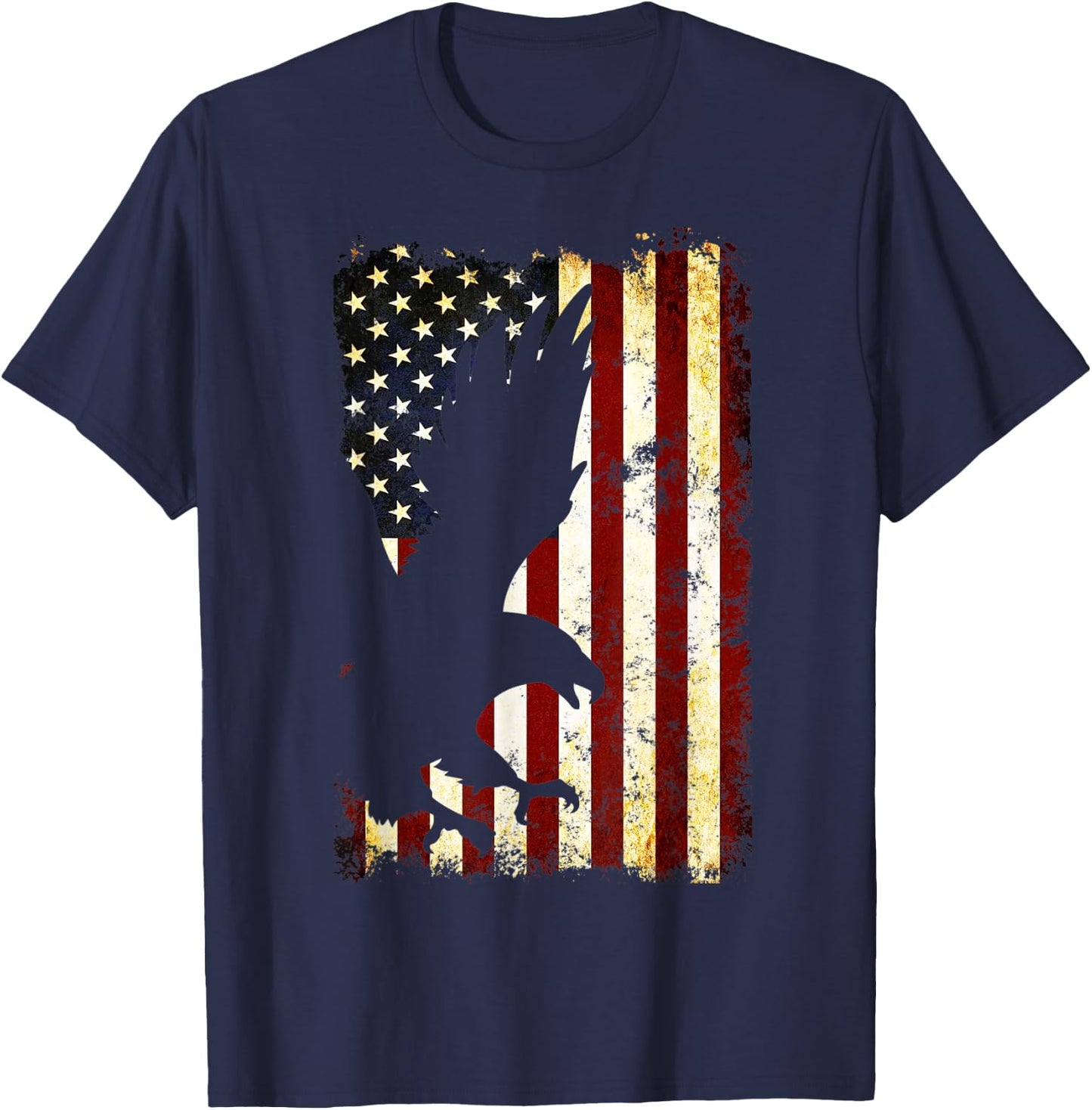 Eagle Silhouette American Flag 4th of July Men T-Shirt - T-Shirt | Navy