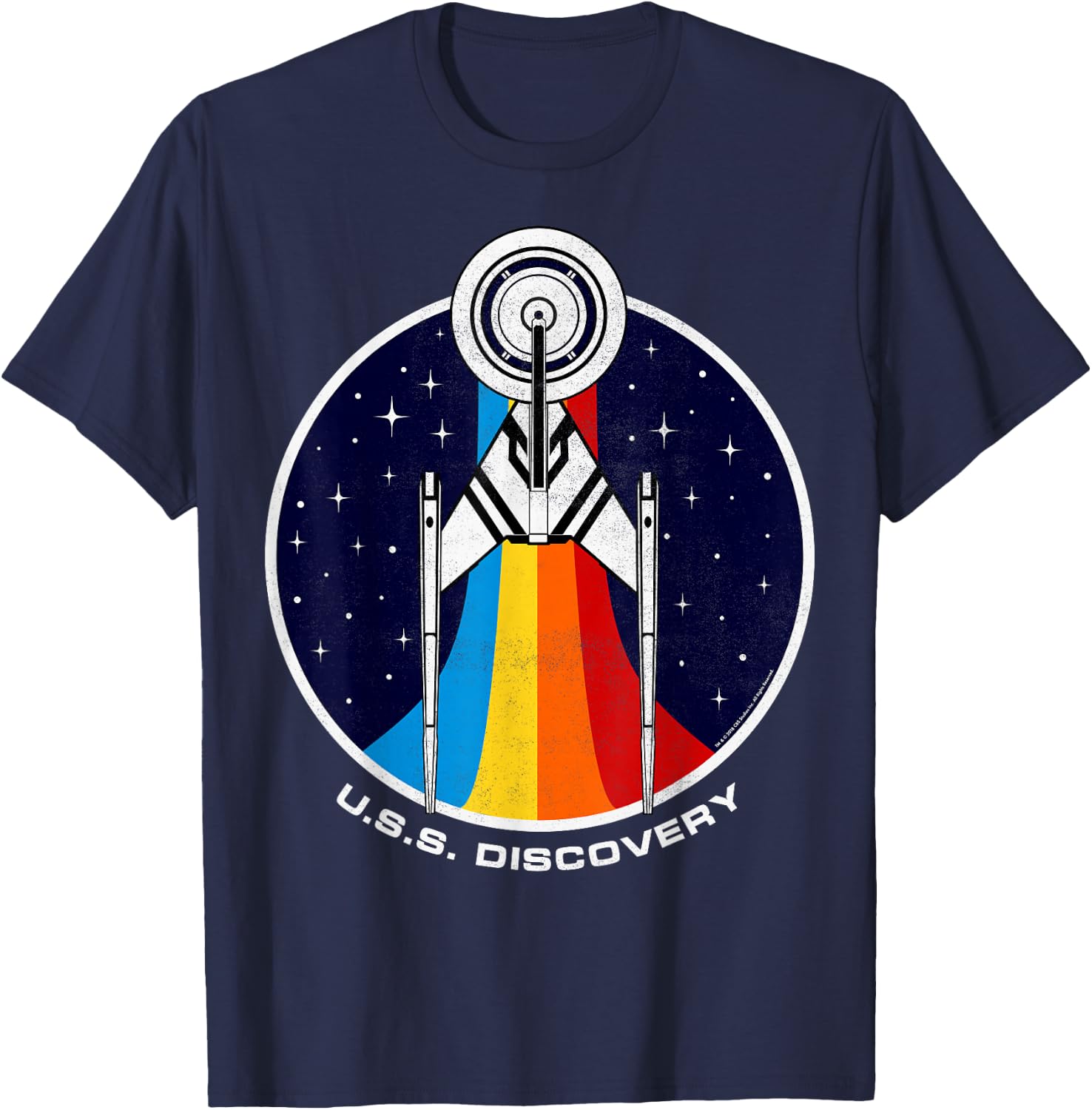 Star Trek Discovery Rainbow Stars Badge T-Shirt - T-Shirt | Navy