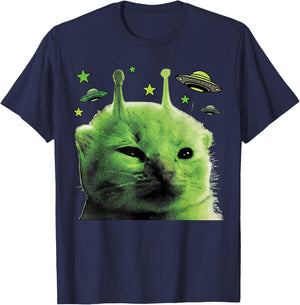 Gnarp Cat Silly Alien Cat Meme Brainrot Meme Funny Silly Cat T-Shirt - T-Shirt | Navy