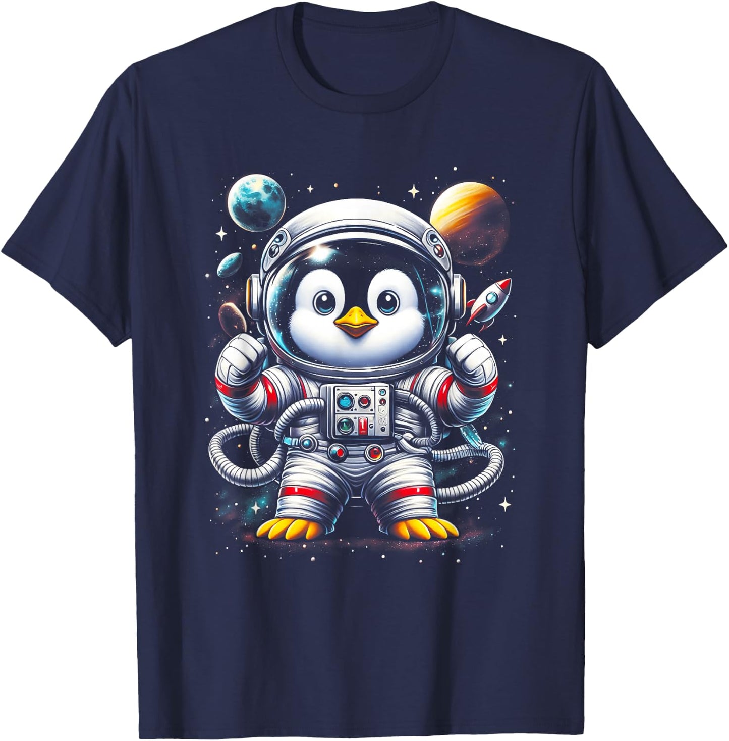 Penguin Astronaut Lover Space Art Space Galaxy Astrology T-Shirt - T-Shirt | Navy