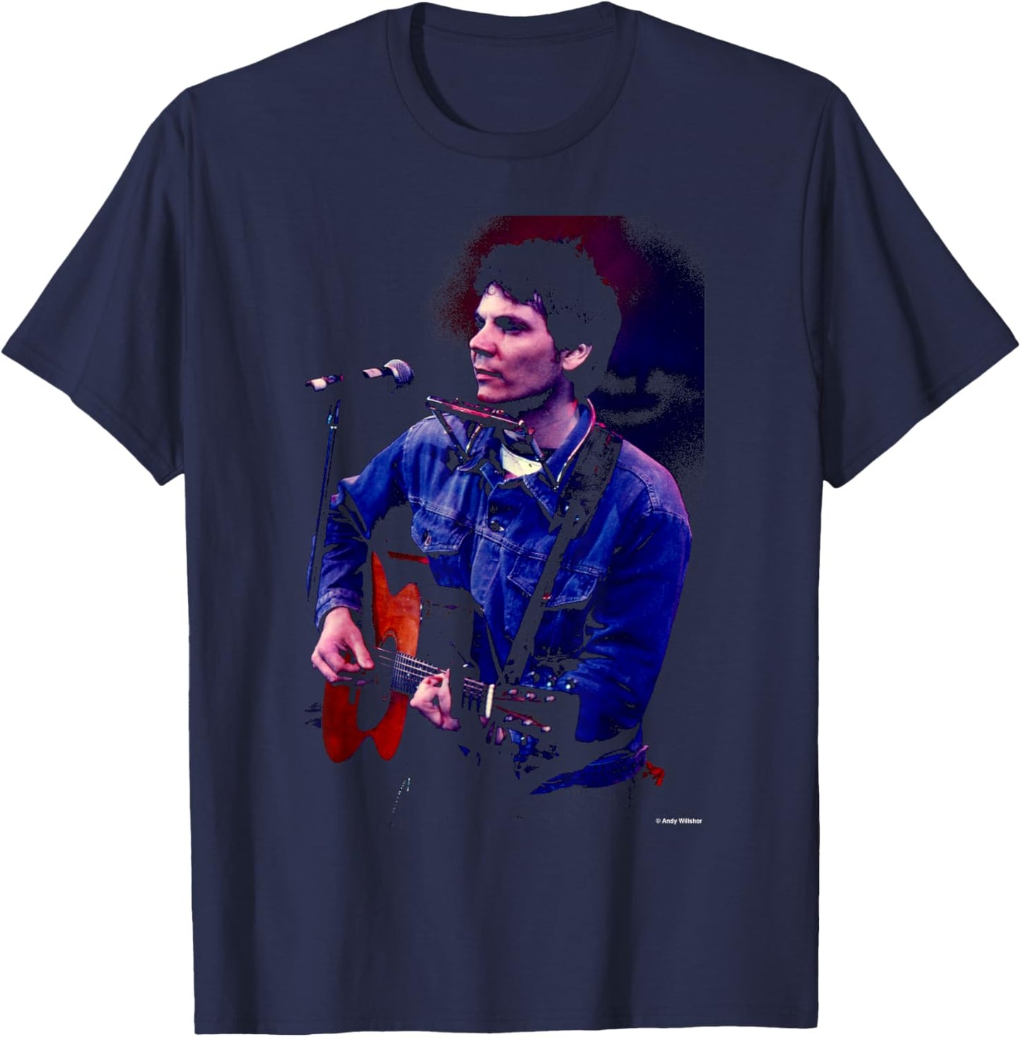 Jeff Tweedy Wilco Performing Live By Andy Willsher T-Shirt - T-Shirt | Navy