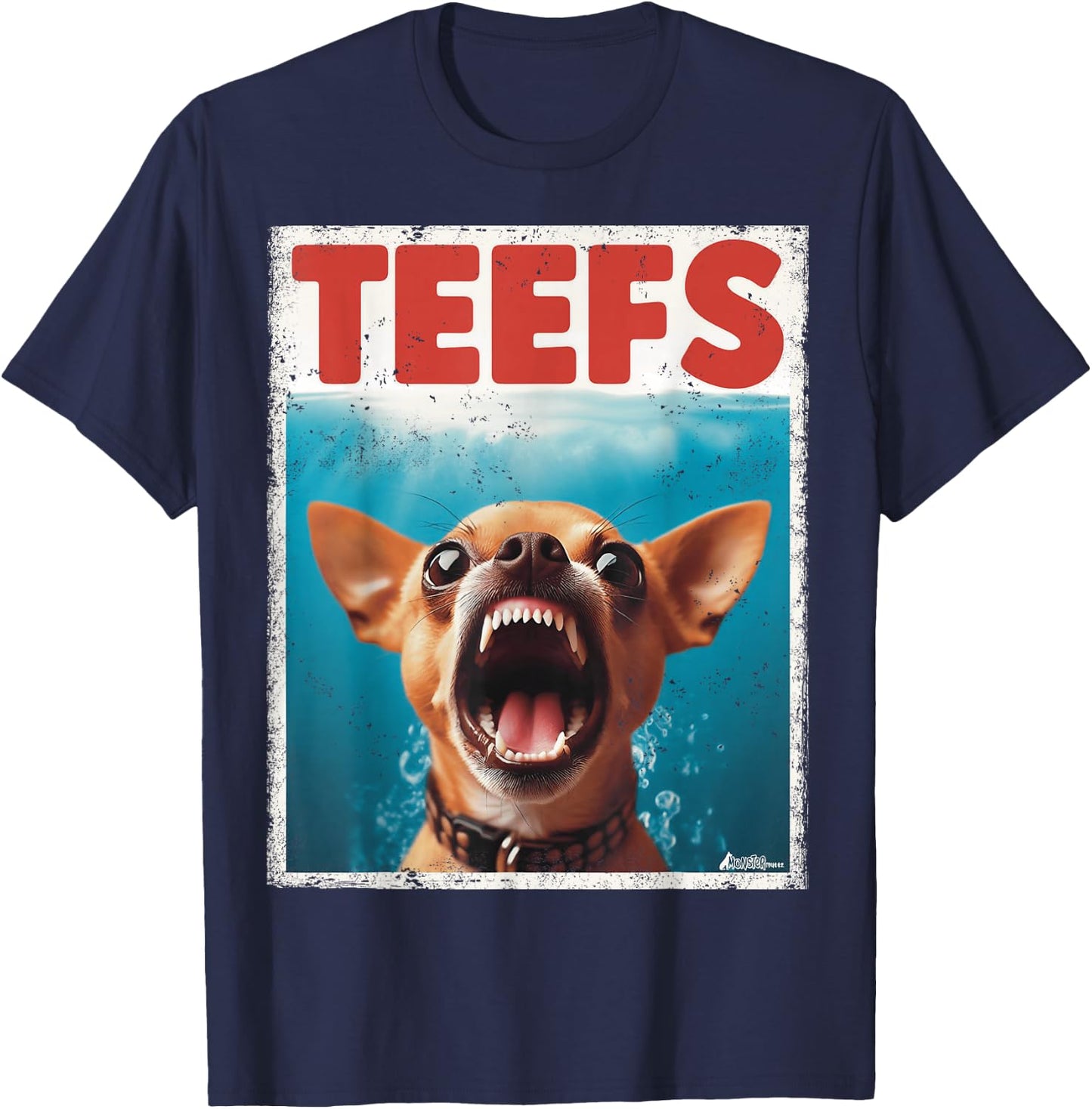 Funny Chihuahua Teefs Top, Teeth Chi Jowls Paws Dog Mom Dad T-Shirt - T-Shirt | Navy