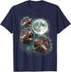 Three Porcupine Moon | Funny 3 Howling Quill Pig Parody Meme T-Shirt - T-Shirt | Navy