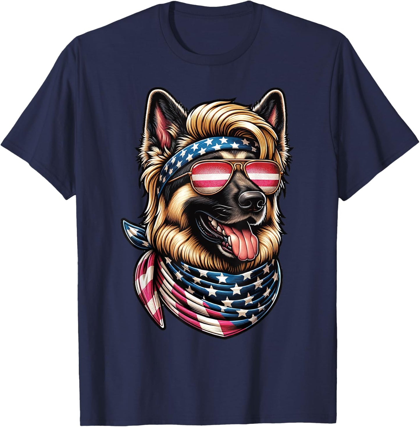 4th of July Patriotic Funny German Shepherd July 4th USA T-Shirt - T-Shirt | Navy