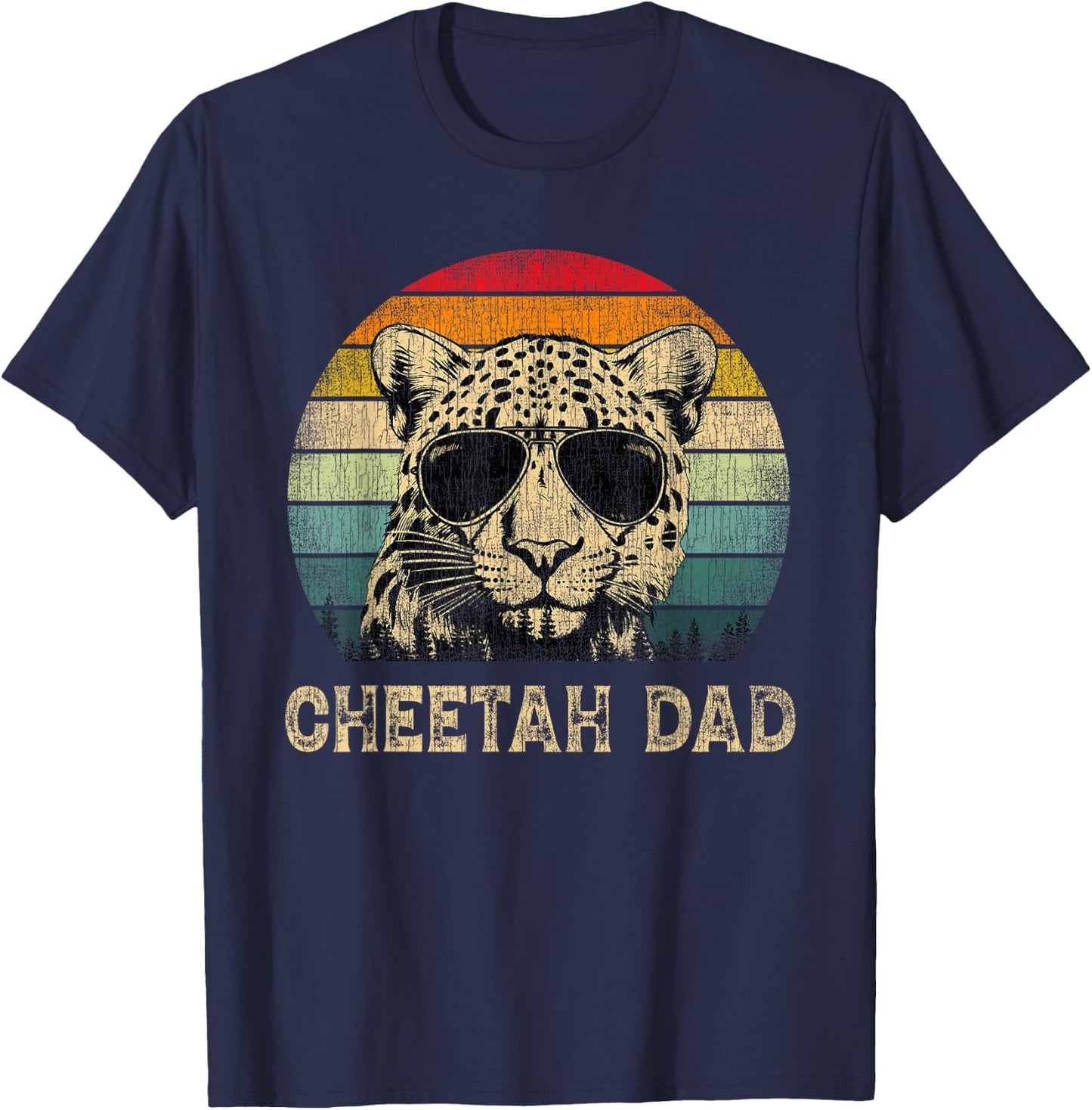 Vintage Cheetah Dad Cheetah Lovers Daddy Father's Day T-Shirt - T-Shirt | Navy