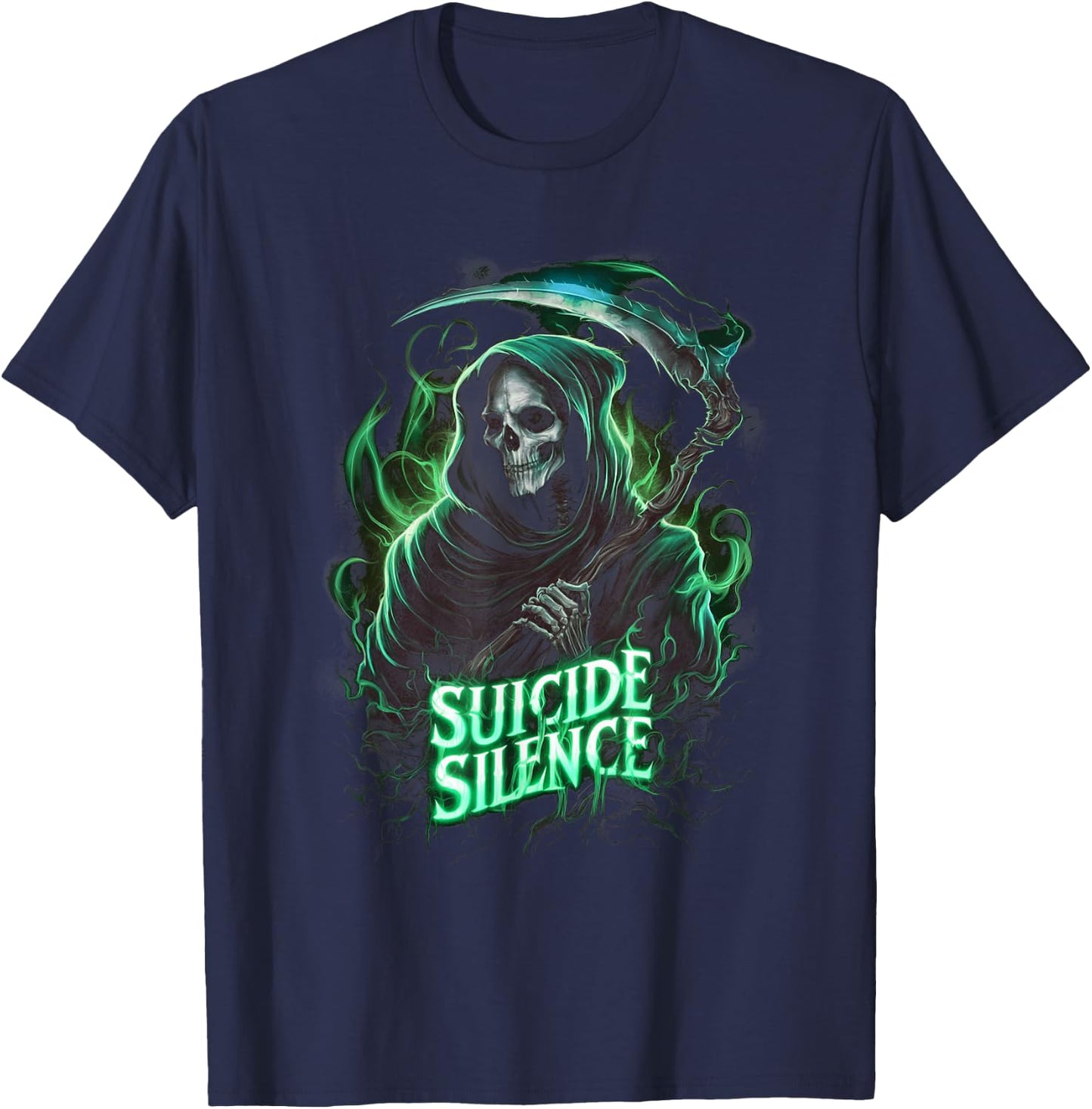 Suicide Silence Grim Reaper Occult Gothic Horror T-Shirt - T-Shirt | Navy