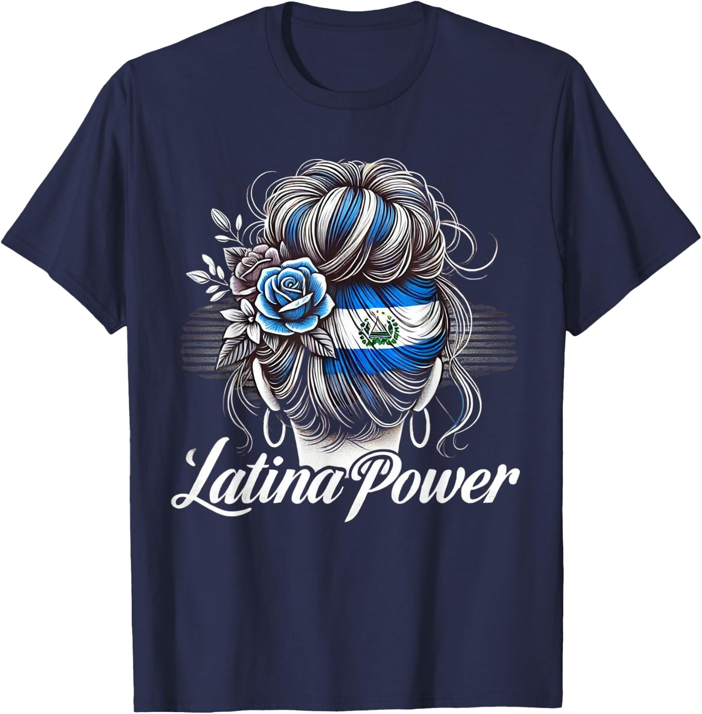 Hispanic Heritage Month Latina Power El Salvador Flag Women T-Shirt - T-Shirt | Navy